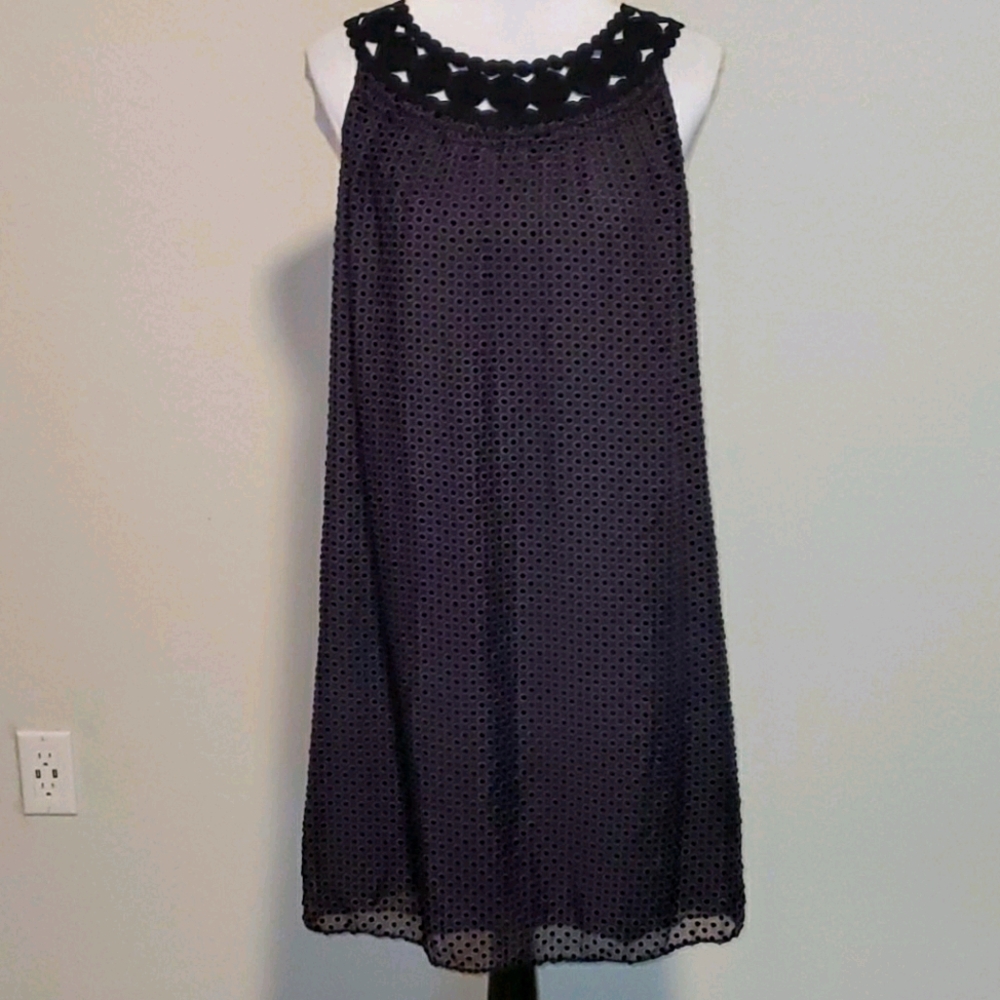 MSSP Sleeveless Dress Knit Crochet Neckline